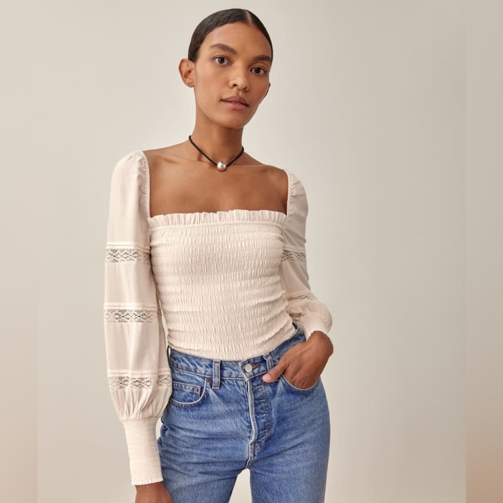 NWT Reformation Clancy Cream Top